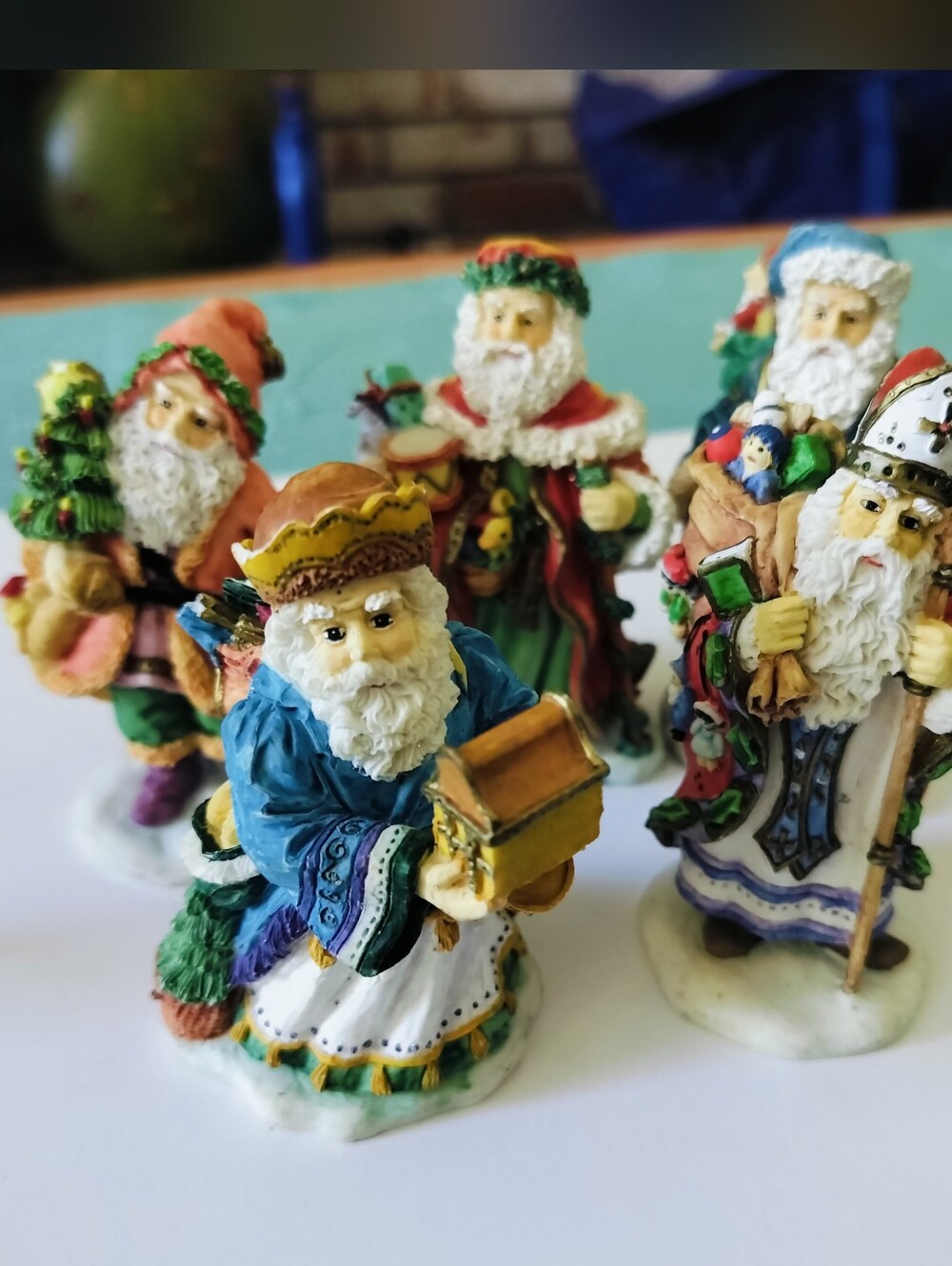 Set of 5 Vintage "Old World Santas" by Katharine Stevenson- Bronson Collectibles